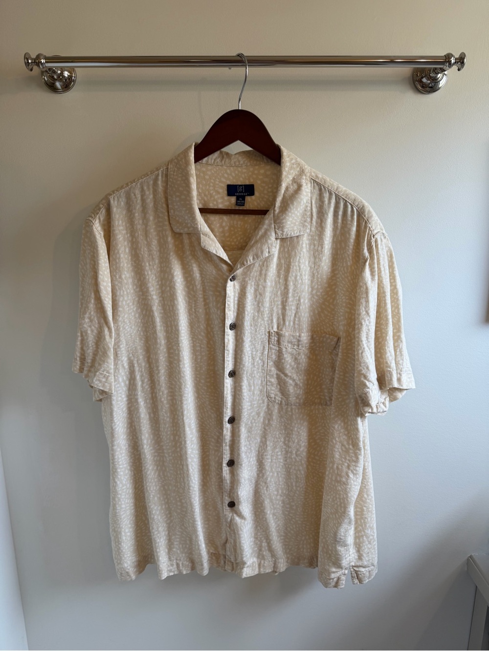 George Men’s Short Sleeve Button-Down Shirt - Cream